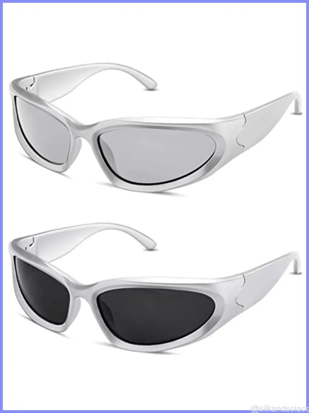 Wrap Around Sunglasses Retro 90s Oval Full Frame UV Protection